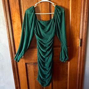 Elegant Green Ruched Dress